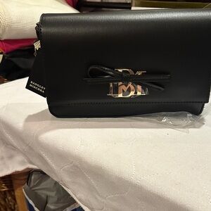 Badgley Mischka Black Clutch with Bow Accent